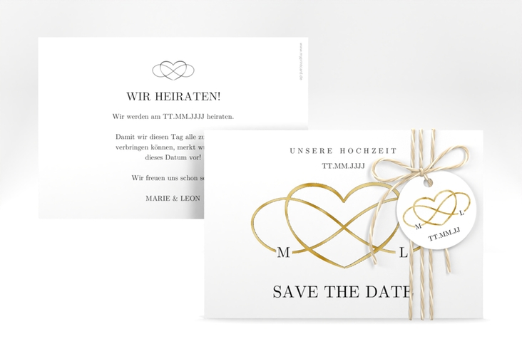 Save the Date-Karte Infinity A6 Karte quer schwarz gold