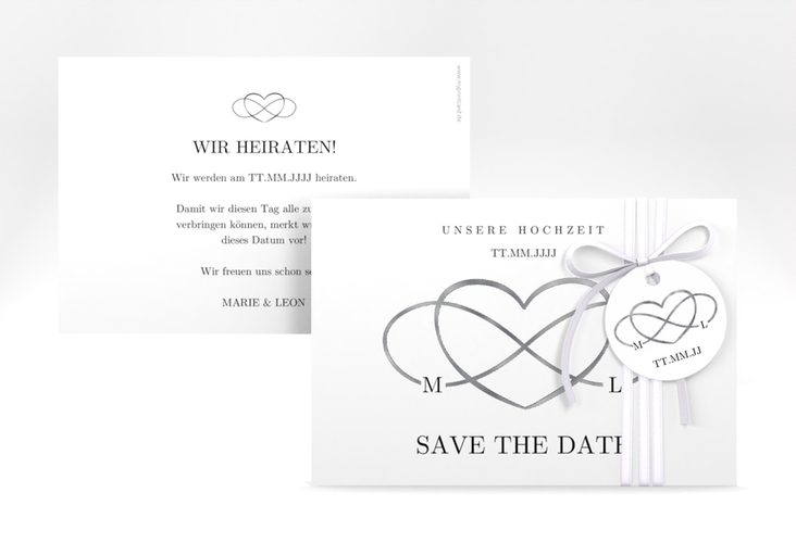 Save the Date-Karte Infinity A6 Karte quer schwarz silber