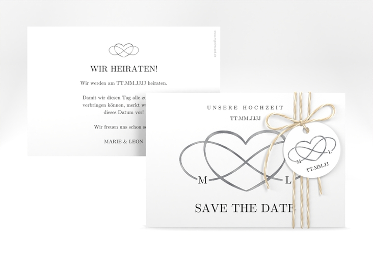 Save the Date-Karte Infinity A6 Karte quer schwarz silber