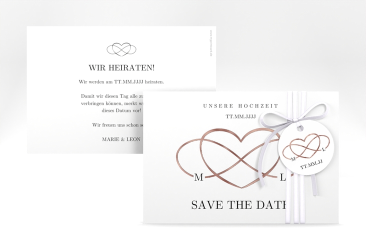 Save the Date-Karte Infinity A6 Karte quer schwarz rosegold