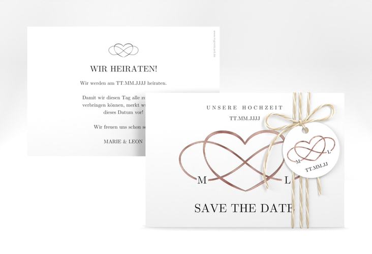 Save the Date-Karte Infinity A6 Karte quer schwarz rosegold