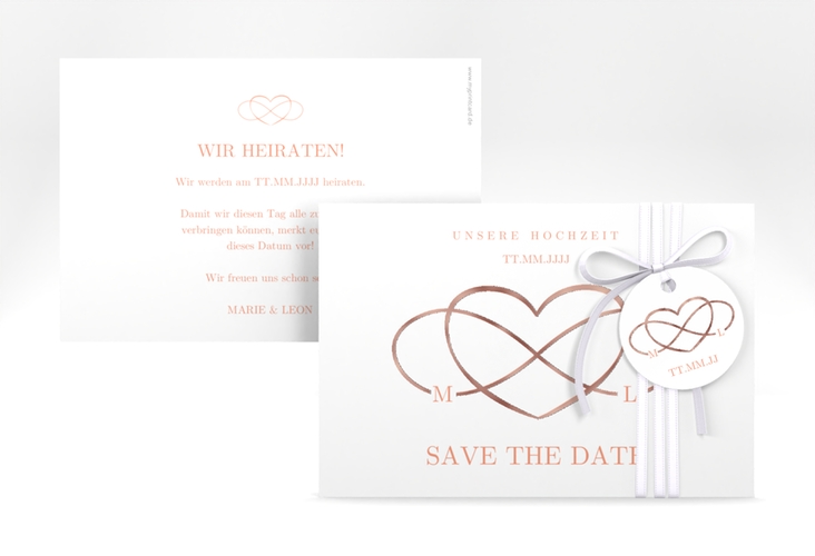Save the Date-Karte Infinity A6 Karte quer apricot rosegold