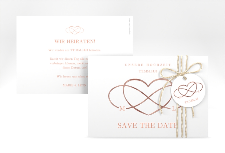 Save the Date-Karte Infinity A6 Karte quer apricot rosegold