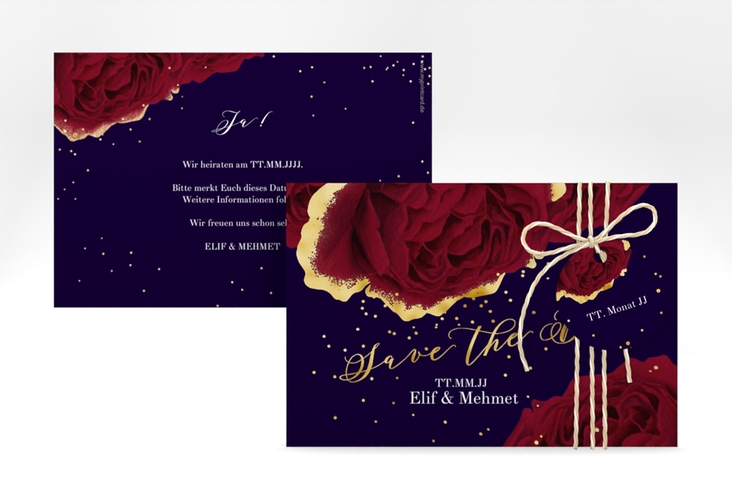 Save the Date-Karte Cherie A6 Karte quer schwarz gold