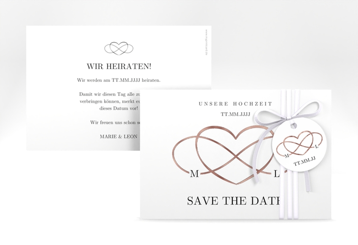 Save the Date-Karte Infinity A6 Karte quer schwarz rosegold