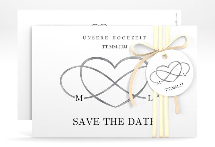 Save the Date-Karte Infinity A6 Karte quer schwarz silber