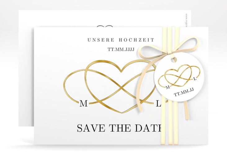 Save the Date-Karte Infinity A6 Karte quer schwarz gold