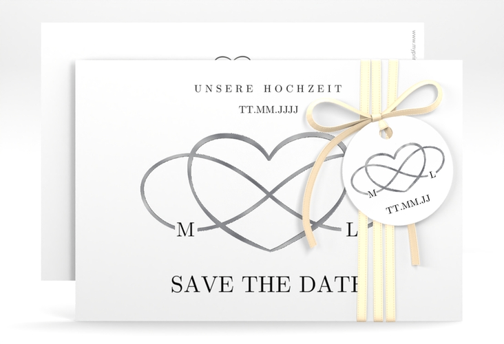 Save the Date-Karte Infinity A6 Karte quer schwarz silber
