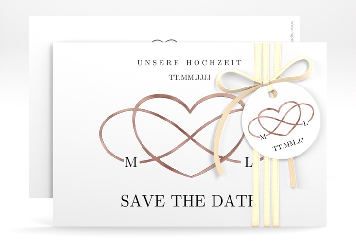 Save the Date-Karte Infinity A6 Karte quer schwarz rosegold
