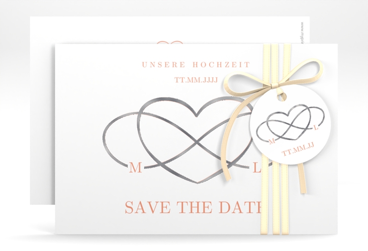 Save the Date-Karte Infinity A6 Karte quer apricot silber