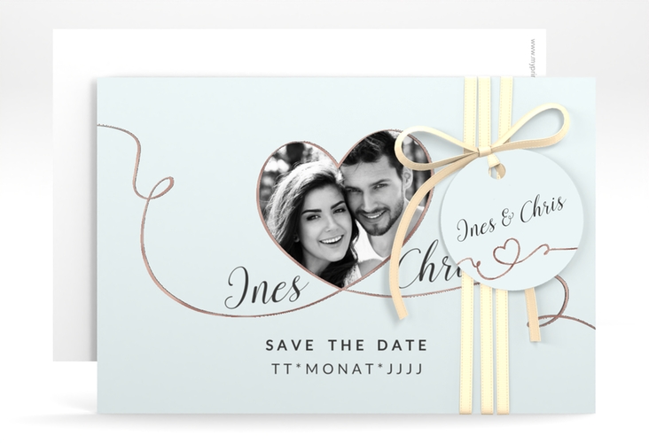 Save the Date-Karte Hochzeit Dolce A6 Karte quer tuerkis rosegold