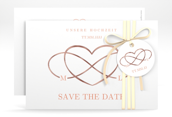 Save the Date-Karte Infinity A6 Karte quer apricot rosegold