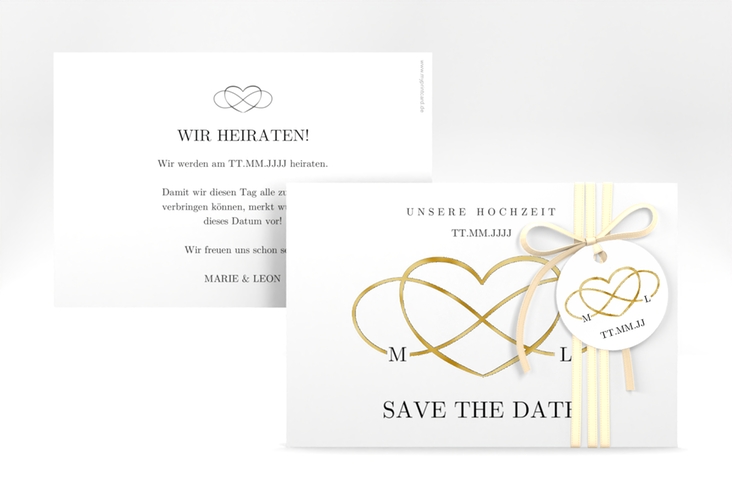 Save the Date-Karte Infinity A6 Karte quer schwarz gold