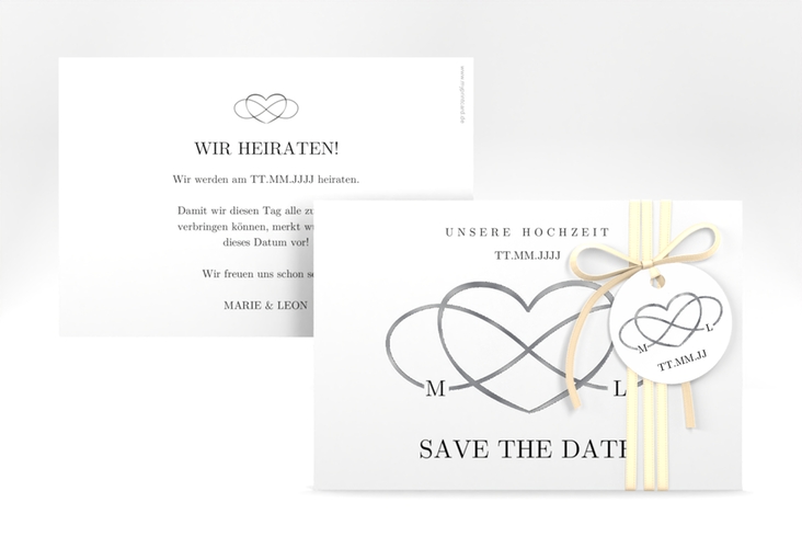 Save the Date-Karte Infinity A6 Karte quer schwarz silber