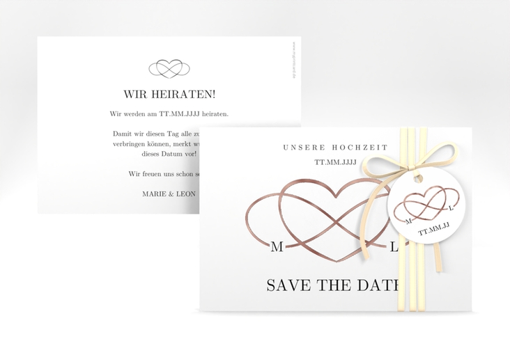 Save the Date-Karte Infinity A6 Karte quer schwarz rosegold