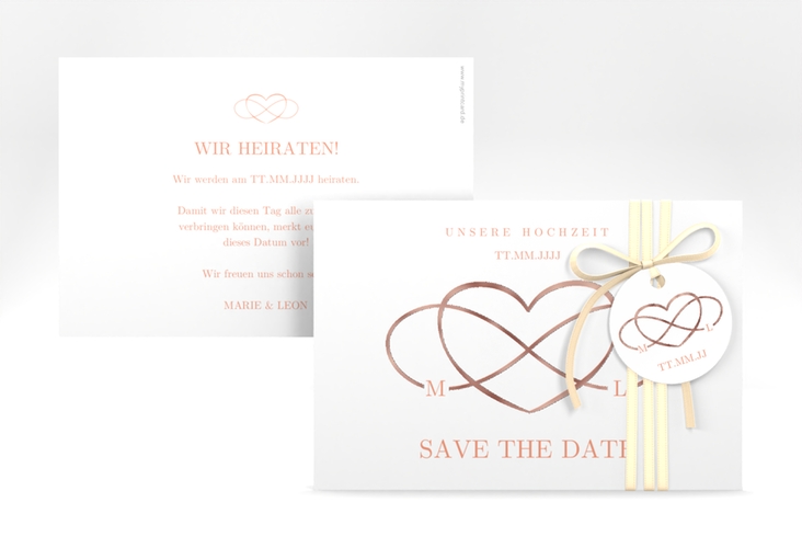 Save the Date-Karte Infinity A6 Karte quer apricot rosegold
