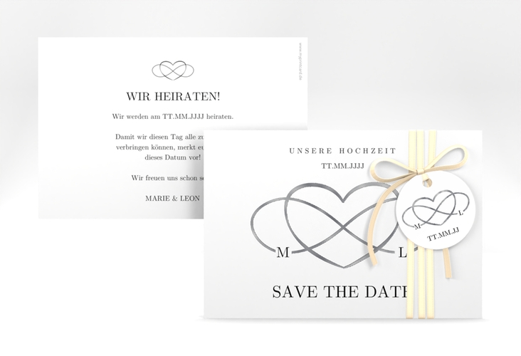 Save the Date-Karte Infinity A6 Karte quer schwarz silber