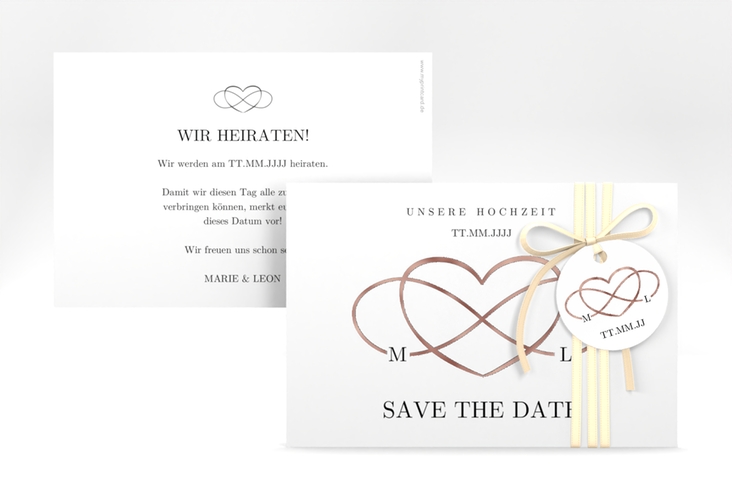Save the Date-Karte Infinity A6 Karte quer schwarz rosegold