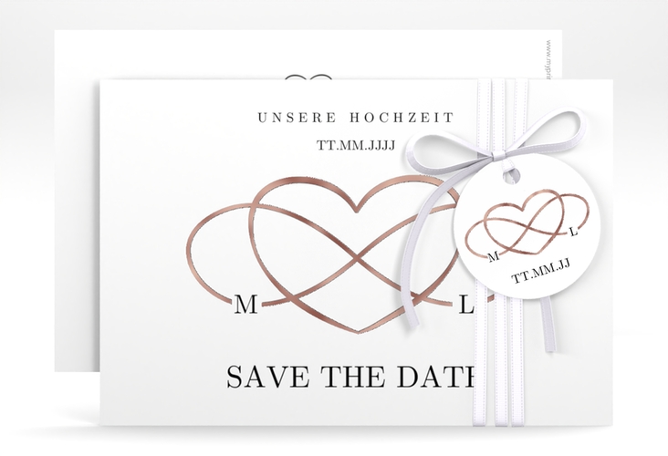 Save the Date-Karte Infinity A6 Karte quer schwarz rosegold