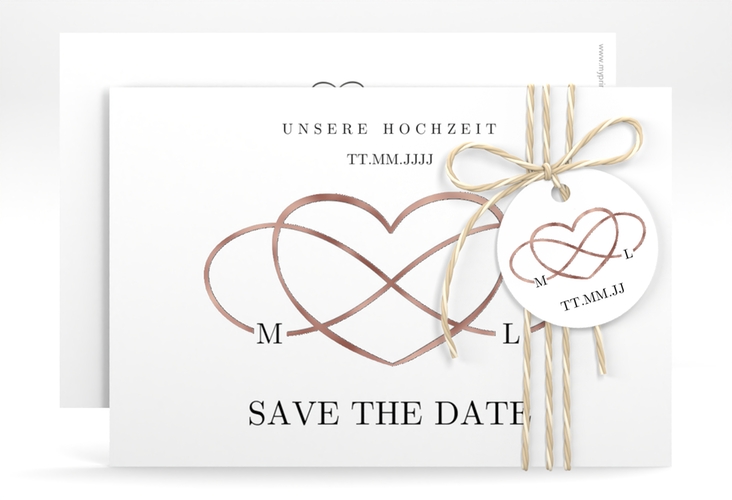 Save the Date-Karte Infinity A6 Karte quer schwarz rosegold
