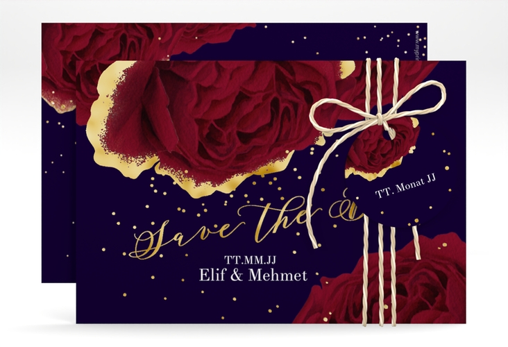 Save the Date-Karte Cherie A6 Karte quer schwarz gold