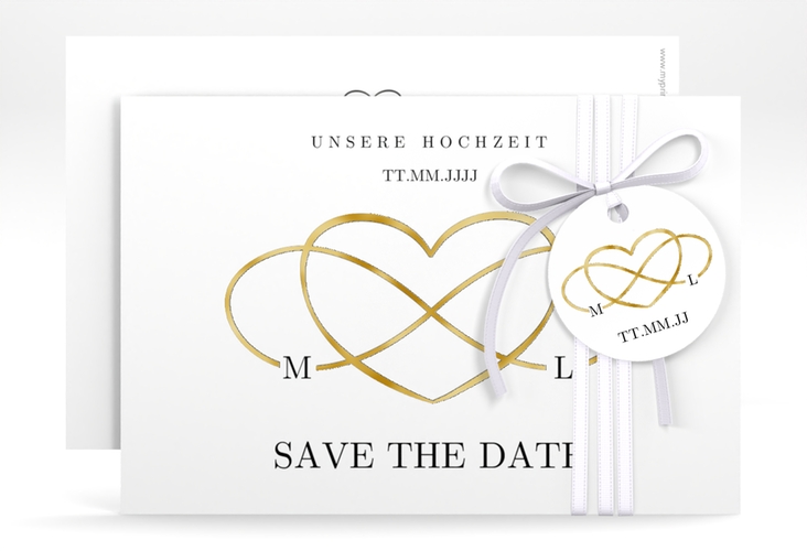 Save the Date-Karte Infinity A6 Karte quer schwarz gold