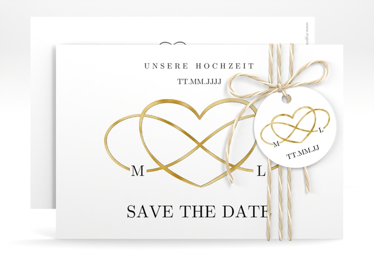 Save the Date-Karte Infinity A6 Karte quer schwarz gold