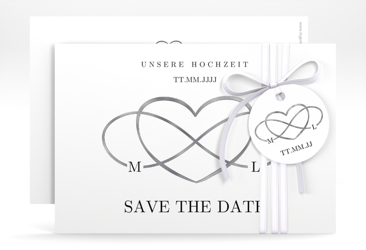 Save the Date-Karte Infinity A6 Karte quer schwarz silber