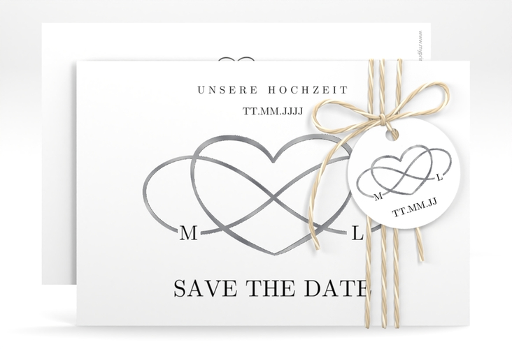 Save the Date-Karte Infinity A6 Karte quer schwarz silber