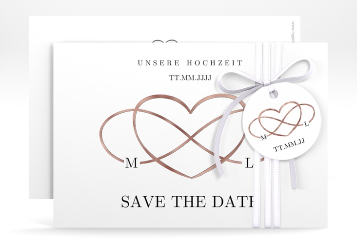 Save the Date-Karte Infinity A6 Karte quer schwarz rosegold