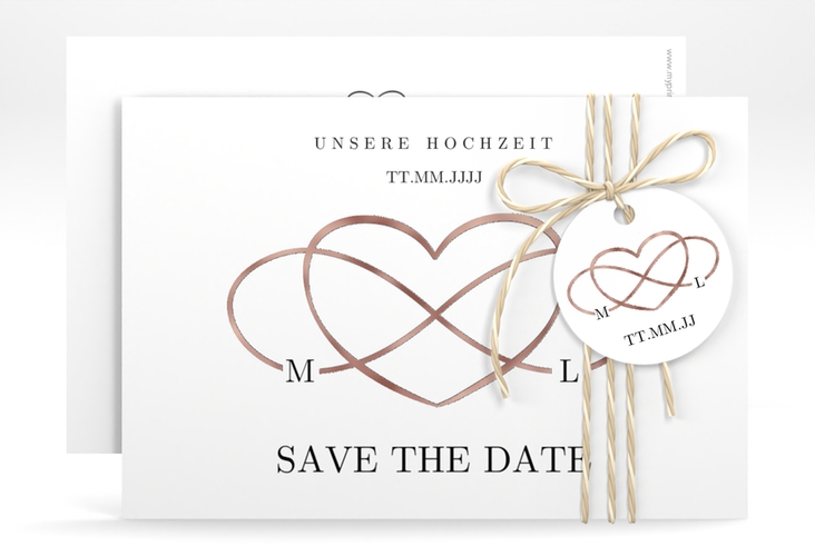 Save the Date-Karte Infinity A6 Karte quer schwarz rosegold