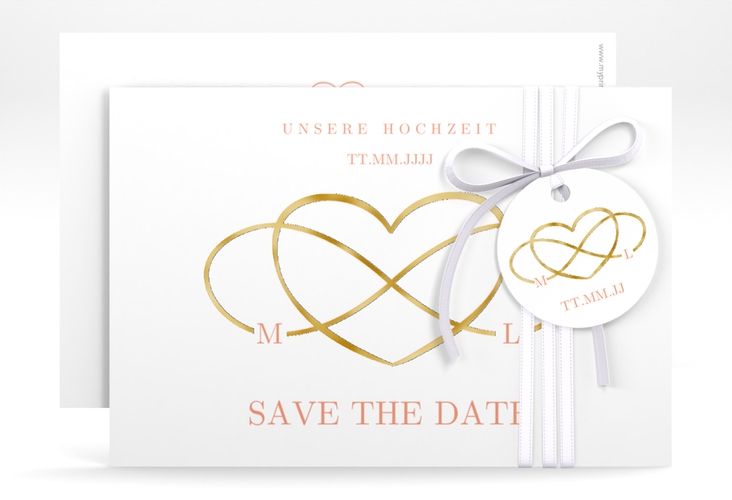 Save the Date-Karte Infinity A6 Karte quer apricot gold