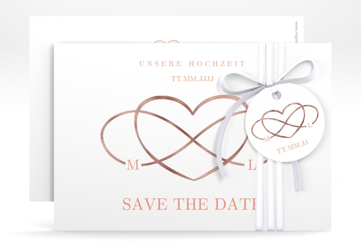 Save the Date-Karte Infinity A6 Karte quer apricot rosegold