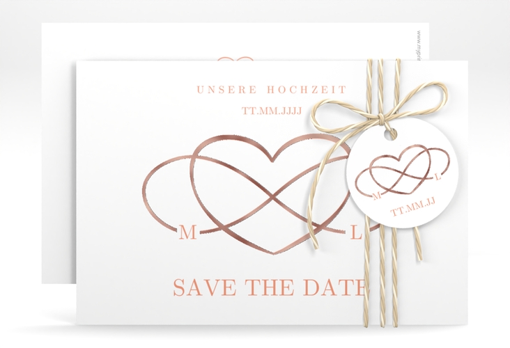 Save the Date-Karte Infinity A6 Karte quer apricot rosegold