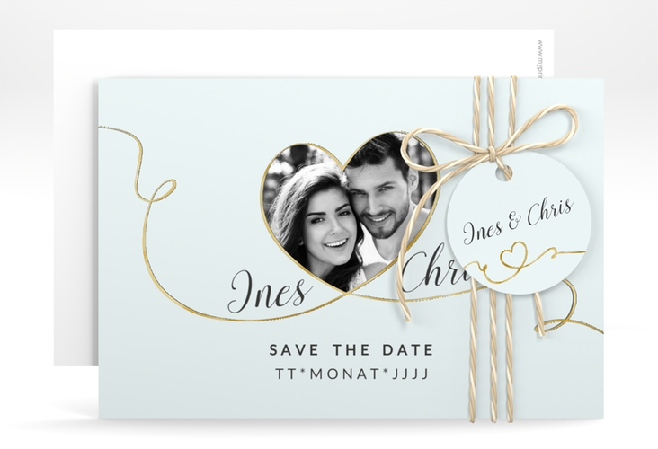 Save the Date-Karte Hochzeit Dolce A6 Karte quer tuerkis gold