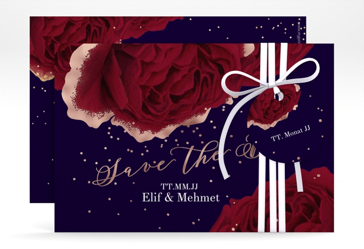 Save the Date-Karte Cherie A6 Karte quer schwarz rosegold