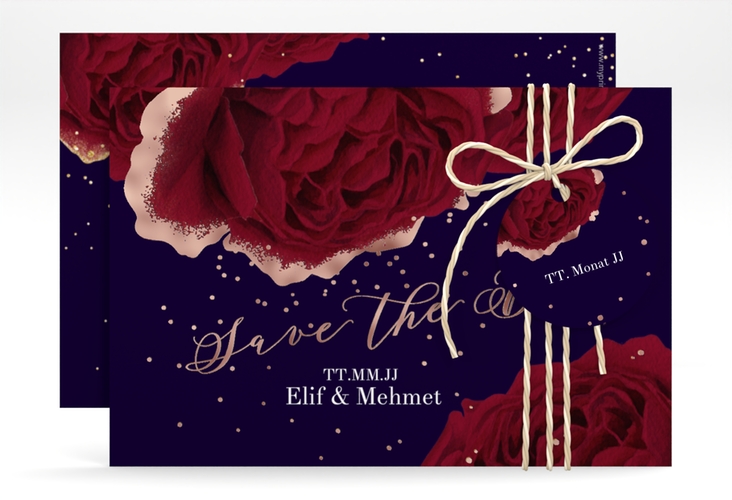 Save the Date-Karte Cherie A6 Karte quer schwarz rosegold