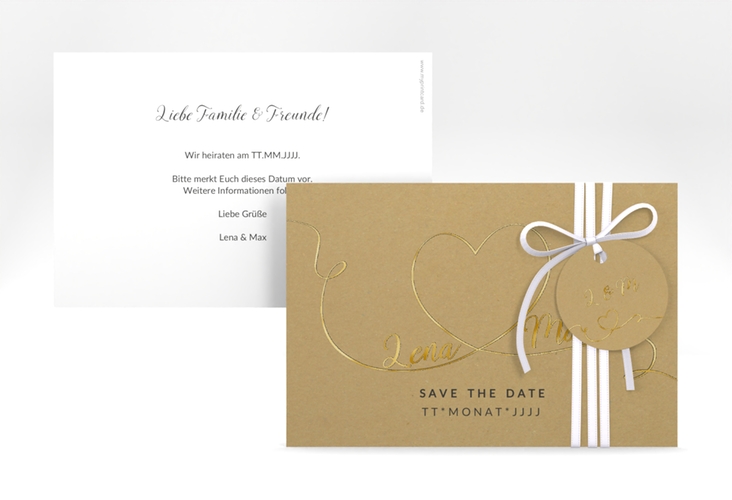 Save the Date-Karte Herzensbund A6 Karte quer schwarz gold