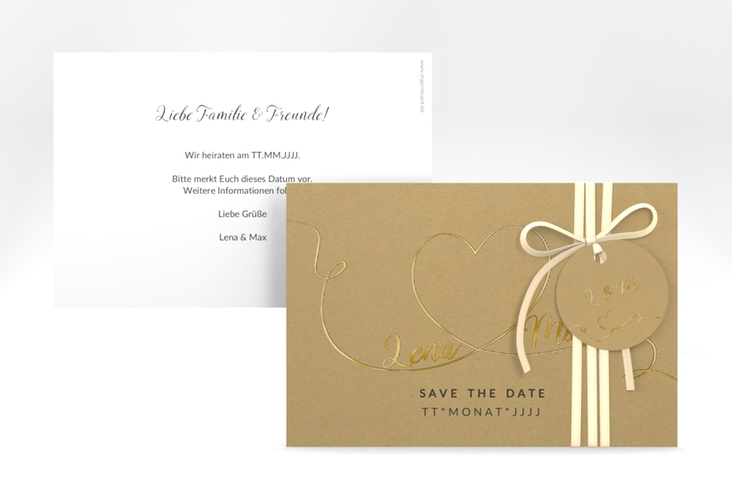 Save the Date-Karte Herzensbund A6 Karte quer schwarz gold