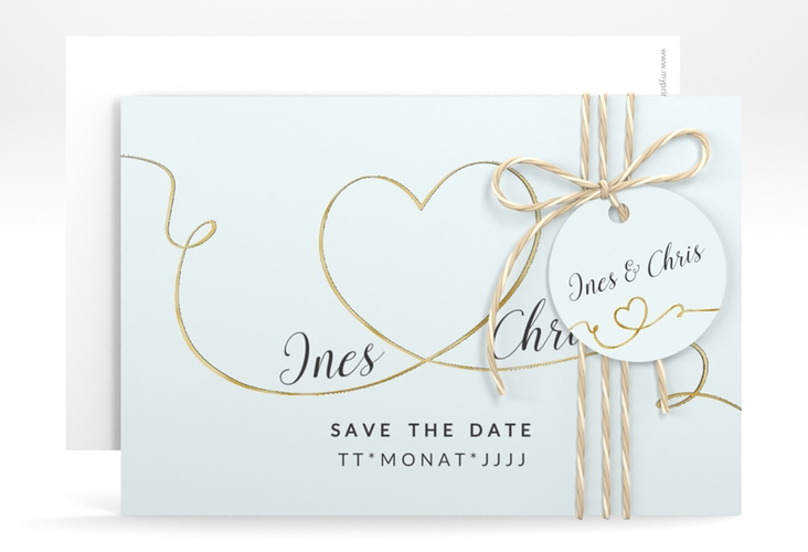 Save the Date-Karte Hochzeit Dolce A6 Karte quer tuerkis gold