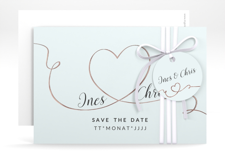 Save the Date-Karte Hochzeit Dolce A6 Karte quer tuerkis rosegold
