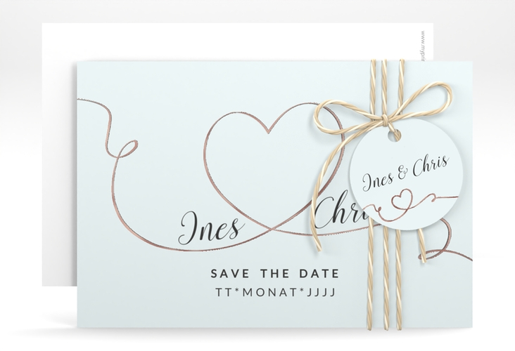 Save the Date-Karte Hochzeit Dolce A6 Karte quer tuerkis rosegold