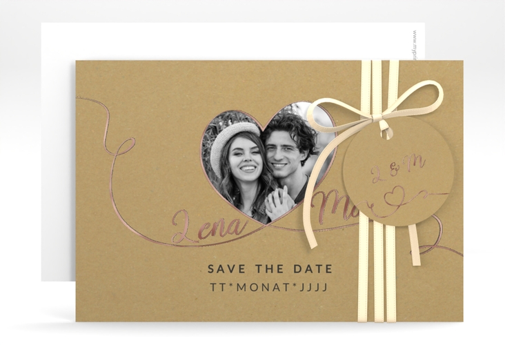 Save the Date-Karte Herzensbund A6 Karte quer schwarz rosegold