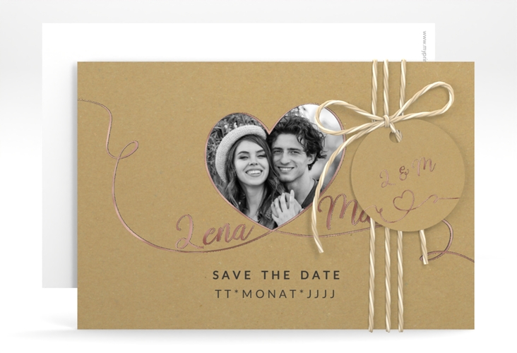 Save the Date-Karte Herzensbund A6 Karte quer schwarz rosegold