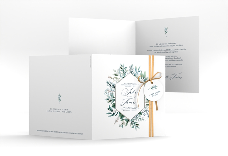 Hochzeitseinladung Lumiere quadr. Klappkarte weiss silber