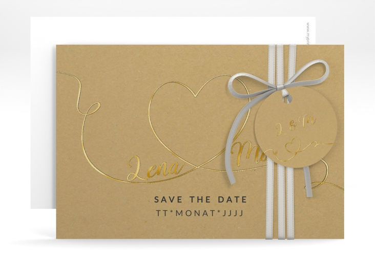 Save the Date-Karte Herzensbund A6 Karte quer schwarz gold