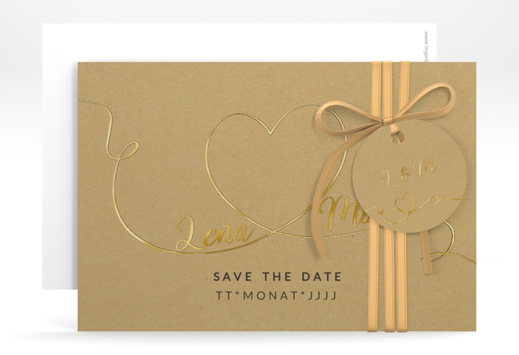Save the Date-Karte Herzensbund A6 Karte quer schwarz gold