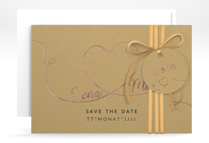 Save the Date-Karte Herzensbund A6 Karte quer schwarz rosegold