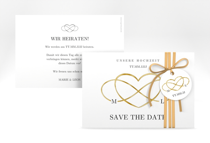 Save the Date-Karte Infinity A6 Karte quer schwarz gold