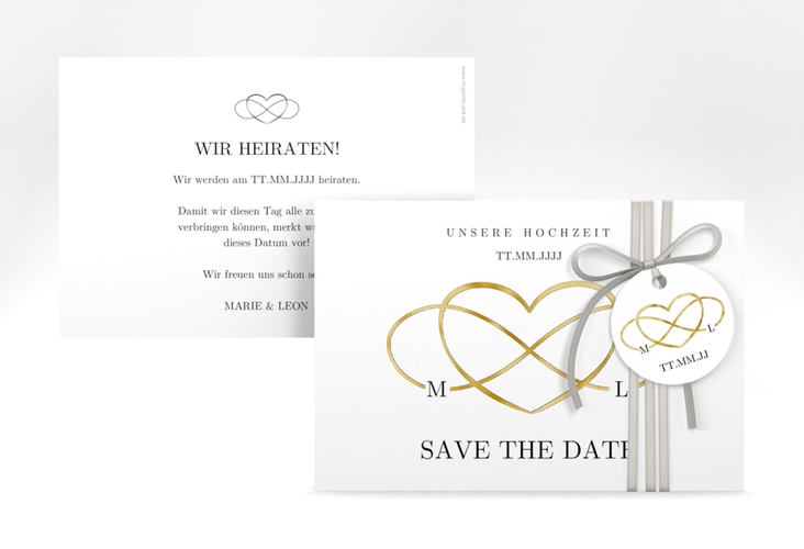 Save the Date-Karte Infinity A6 Karte quer schwarz gold